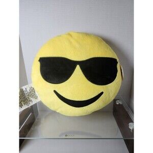 Smiley Face Emoji Round Throw Pillow, Plush Vintage Size 12.6 Inches